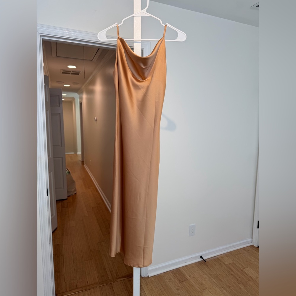 Petal & Pup Satin Slip Dress in Golden Peach / Bronze